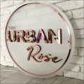 3D Round Wall Sign, Custom Logo Acrylic Business Sign, Neon Back Light Logo, Two Layer Round Business Logo Sign, Acrylic Mirror Logo, Wall Hanging Business Sign, Suitable For Salon, Beauty Parlor etc.. 