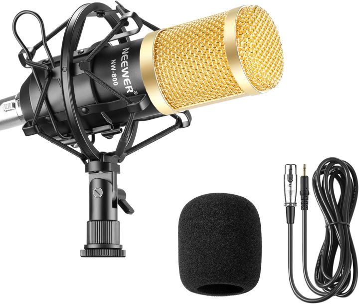 Neewer® NW-800 Professional Studio Broadcasting & Recording Microphone Set Including (1)NW-800 Professional Condenser Microphone + (1)Microphone Shock Mount + (1)Ball-type Anti-wind Foam Cap + (1)Microphone Power Cable (Black)