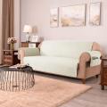 Apricot Quilted Cotton Sofa Covers Premuim Quality Antislip Runners for Sofa's Protection Ivory Color with Side Pockets. 