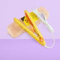 20W Yellow Mini Ceramic Flat Iron Mini Hair Straightener and Curler for Women. 