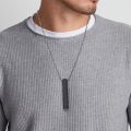 Black and Silver vertical bar Necklace Locket Chain for boys girls neck chain for men with locket Men`s Jewllery Pendant for men Stylish design. 