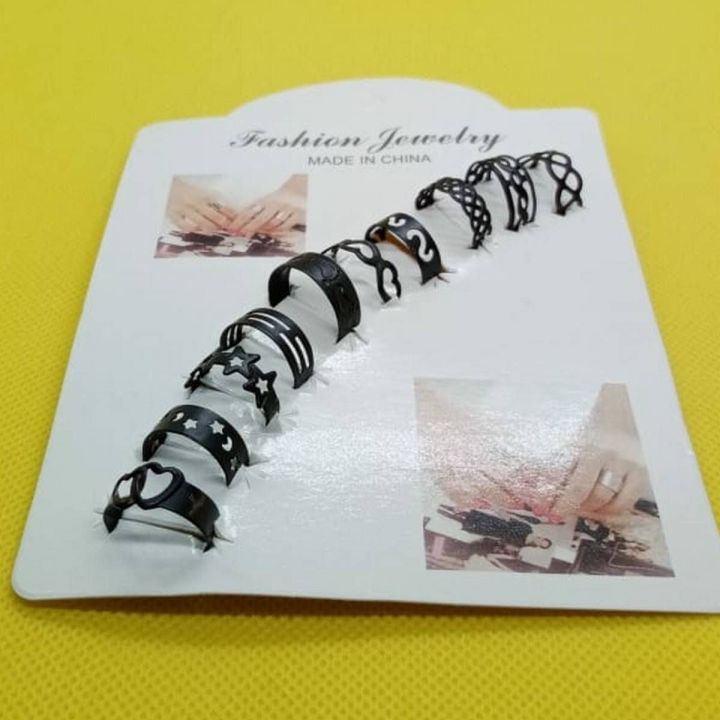 10%20pcs/set%20Golden/black%20Ring%20set%20women%20Wedding%20Anniversary%20rings%20for%20girls%20-%20Image%202