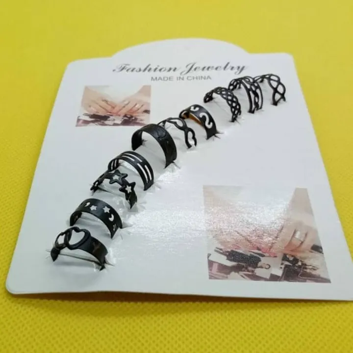 10%20pcs/set%20Golden/black%20Ring%20set%20women%20Wedding%20Anniversary%20rings%20for%20girls%20-%20Image%202