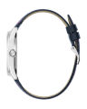 Guess Womens Silver Stainless Steel Case Multi-Color Dial Navy Blue Genuine Leather Band Watch-GW0480L1. 