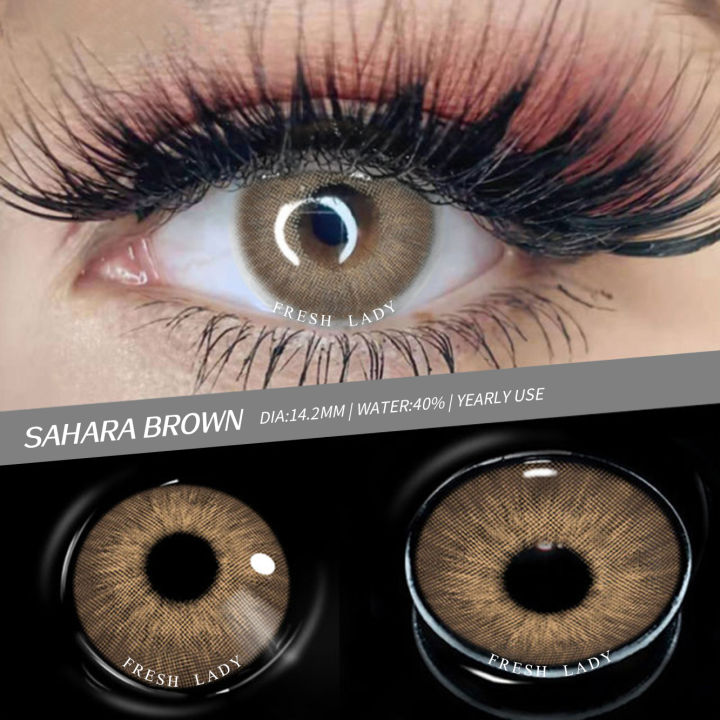 v1%20Pair%20Soft%20Color%20Lenses%203-tone%20Eye%20Makeup-%20,Sea%20Brown%20With%20Case%20&%20Solution%20-%20Image%202