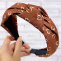 Plastic Headband Leopard Print Heart Knot Hairband Retro Anti-slip Hair Accessory for Women. 