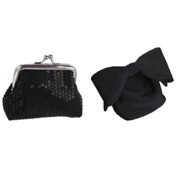 Women s Sequins Coin Purse Buckle Mini Wallet Black Designer Women Handbags Bow Day Clutches Bag Black Daraz.pk