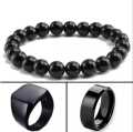 Black Combo Deal 3 In 1 Big Bracelet 1 Ring & 1 Black Chala  For Men & Boys. 