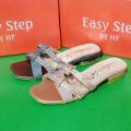 Fancy flat sandals black and golden for girls stylish sandals for women. 