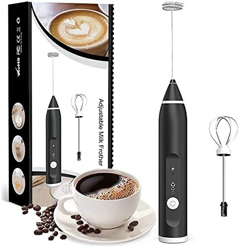 Rechargeable Electric Foam Maker - Handheld Milk Wand Mixer Frother for Hot Milk, Hand Blender Coffee, Egg Beater