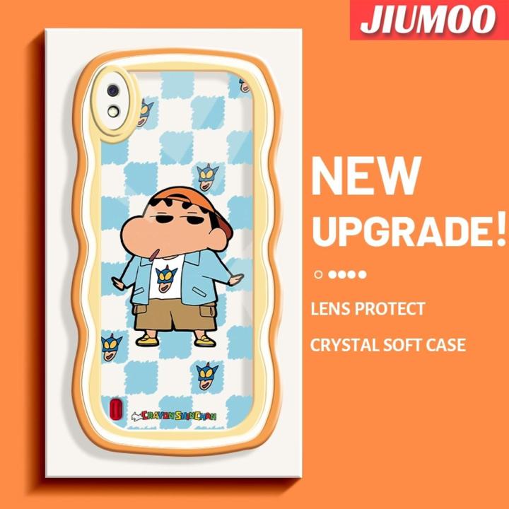 JIUMOO Casing For Samsung A10 Case Cool Crayon Shin-chan Pattern Wave Border Soft Shockproof Phone Cases Transparent TPU Silica Gel Camera lens Protective Cover