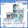 Princess Big Villa DIY Dollhouse for Girls  Pink Princess Castle Play House with Slide Yard and Furniture  DIY Building Set for Kids  Dream Palace Role Play Toy with Dolls  Best Gift for Girls Age 3-10 Years  Toy Doll House  ToyzRusPk  3D Assembled. 