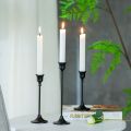 Black Candlestick Set of 3 for Fireplace Dining Table Home Decoration. 