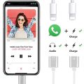 Apple iPhone Adapter Connector without Bluetooth Splitter Apple MFi Certified 2 in 1 Dual Lightning Headphone Jack Audio and Charge Adaptor. 