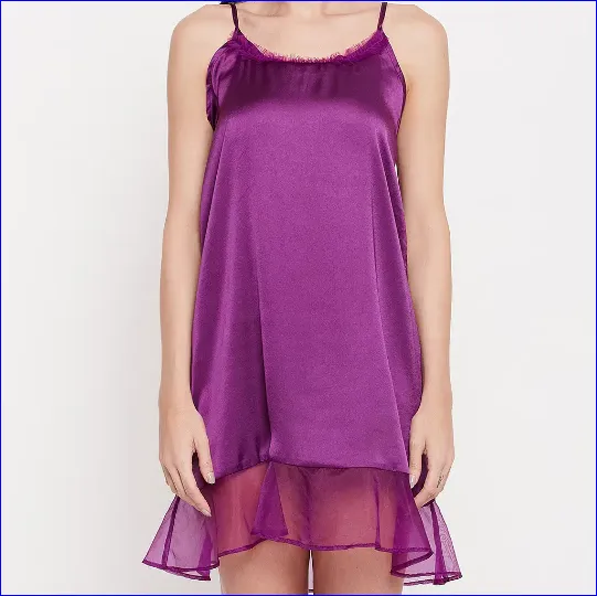 Short Night Dress Robe Set in Purple Colour | Daraz.pk