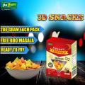 Trendy 3D Triangle Crispy and crunchy Snacks, mix color Snacks, Free BBQ masala inside, fryums or frymus, snack food, 200 grams in one box with free BBQ masala. 