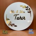 Customized Acrylic Name Plate for House Bedroom Wall 9x9 Inch Mirror Finish. 
