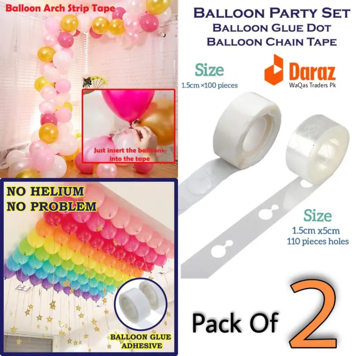 Pack%20Of%202.%20Balloon%20Arch%20tape%2016%20feet%20(5%20Meter)%20and%20100%20Glue%20Dots%20Stickers%20Removable.%20Birthday%20Party%20Decoration,%20Happy%20Birthday,Weddings,%20bridal%20shower%20-%20Image%202