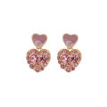 Dainty Pink  Earrings Gift-ready Sparkling  Heart Studs Hypoallergenic Fashionable Cute Earrings for Daily Wear Party Accessory Women's Gift Fashion Statement Birthday Present. 