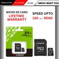 Kingston Canvas Select Plus Micro SDXC Card 64GB/128GB/256GB/512GB UHS-I Class 10 Memory Card with Adapter - Lifetime Warranty. 