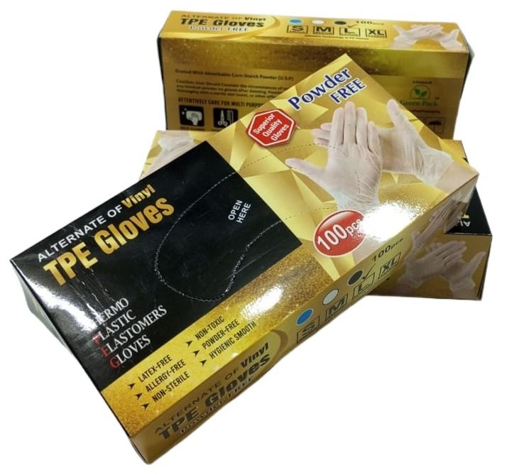 2 Packs TPE Gloves - Latex-Free, Vinyl Alternative, Powder-Free Plastic Gloves (100Pcs)