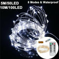 8Mode USB 100 LED String Fairy Lights Remote Control 5M/10M Copper Wire Garland Lamp for Wedding Home Party Decoration. 
