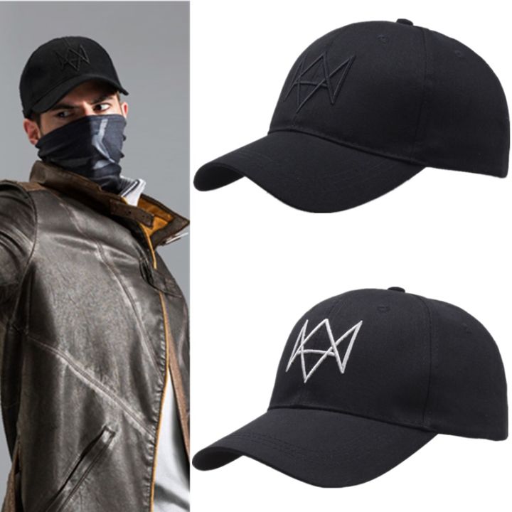 Game Watch Dogs Baseball Cap Cosplay 3D Bone Embroidery Adjustable Cotton Sun Hat Unisex Outdoor Sports Costume Prop.
