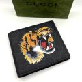 Original GG202 Men’s Bifold Wallet - Classic Leather Tiger Face Short Wallet with Box. 