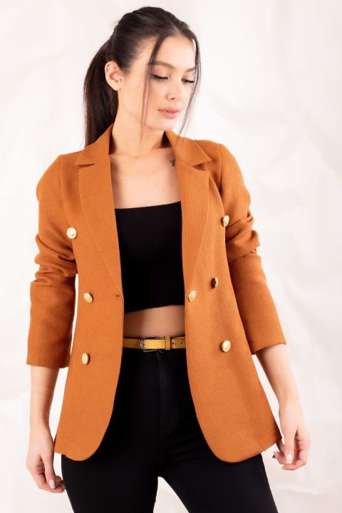 Armonika Women's Camel Button Jacket ARM-20K001151