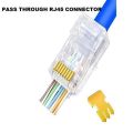 Staggered EZ RJ45 Cat6 / Cat5e Pass Through Connector - 8P8C Gold Plated Pass through. 