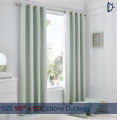 Curtains Set, Jacquard Eyelet Curtains - Ebony Duck Egg - Pack of 2. 