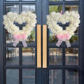 Home decor Heart-shaped wreath Delicate Pink White White rose wreath Heart-shaped Red Romantic Valentine's Day wreaths for Valentine's Day decoration Home decoration Wedding venue decor Gift for loved. 