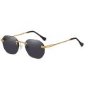 HBK Retro Rimless Sunglasses For Women Men Small Square Gold Frame Brand Design Tea Shades Rectangle UV400 Zonnebril Eyewear. 