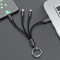 3 in 1 USB Cable Micro Type C Multi Keychain Portable Data Sync Line Cord For iPhone Samsung Android Mobile Phone. 