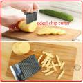 Potato Slicer Potato Chips Wavy Shape Lays Cutter Creative Kitchen Gadget New Finger Potato Chips Cutter Slicer Stainless Steel Potato Chip Slicer Vegetable Crinkle Wavy Cutter Chips Cutter Crinkle Heavy duty Best Quality آلو کے چپس ک. 