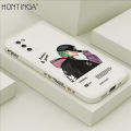 Hontinga for Samsung Galaxy A02S Case Handsome Green Hair Boy Side Design Phone Cover Liquid Silicone Full Cover Camera Shockproof Protective Case. 