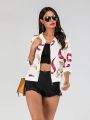 JIM NORA Women's Clthing Fashionable 2023 New Simple American Retro Winter Long Coat Woman Casual Print Zipper Elegant Top. 