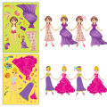 6 sheets/pack Pink Princess Face Changing Stickers Little Girl Cartoon Cute DIY Princess Make a Face Puzzle Stickers. 
