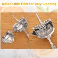 Fruit Press Orange Juice Squeezer, Manual Fruit Squeezer, Handheld Lemon Lime Squeezer, Heavy Duty Aluminum Metal, High Juice Yield for Pomegranate Watermelon Grapefruit, with Filter Bag. 