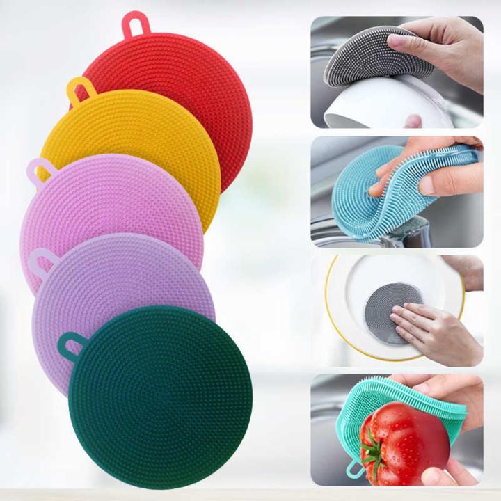 Silicone Scrubber, Silicone Sponges Multipurpose Kitchen Scrub Brush for Dish Pot and Veggies
