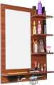 "Wooden Wall Dressing Table with Mirror & Storage – Space-Saving Vanity for Bedrooms". 