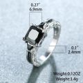 Gift Cubic Zirconia Black Red Zircon Ring Luxury Vintage Gemstones Stone Ring Chunky Rectangular Exquisite Engagement Ring Women. 