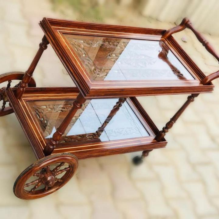 Wooden Tea Trolley 2 step chiniyoti sheesham wood