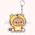Bubu Dudu Cartoon White and Grey Couple Bears Keychains Ring for Accessories Bag Pendant Key Chain Jewelry Fans Lovers Gifts. 