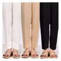 Black White & Skin Non-See Through Straight Trousers-Pants For Girls/Ladies. 