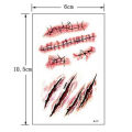 PinShang GlowSol Horror Realistic Fake Bloody Wound Stitch Scar Scab Waterproof Temporary Tattoo Sticker Body Art Stickers Halloween Masquerade Prank Makeup Props RC2251 10.56CM. 