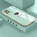 Luxury 6D Plating Soft Casing Silicone Square Frame Phone Case For Infinix Note 8 Case Shiny Bling Back Cover Lover Heart Square Edge Pattern Design Soft Case + Free Lanyard. 