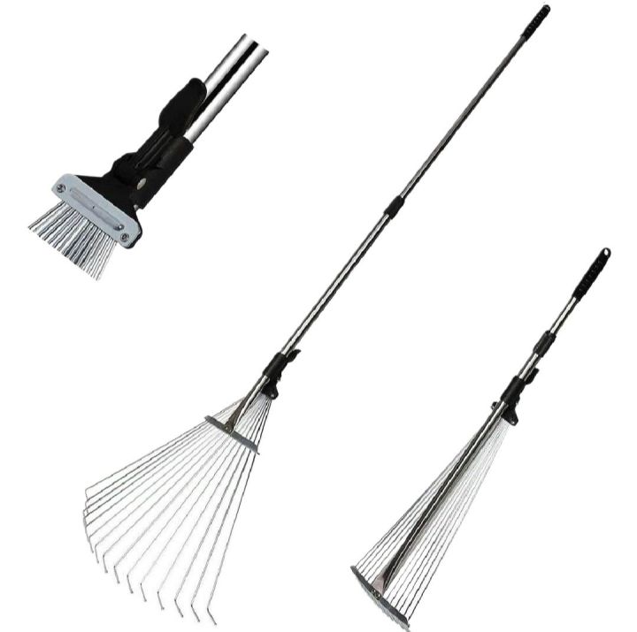 Adjustable Telescopic Garden Rake with Durable Metal Tines for Lawn and ...