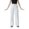 Women Wide Leg Soft Denim Highwaist Jeans For Girls in White. 