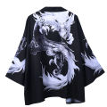 Yfashion Summer Japanese Kimono Robe for Men Women nese Style Dragon Printing Cardigan Tops Half Sleeves Loose Sunscreen Shirt color. 